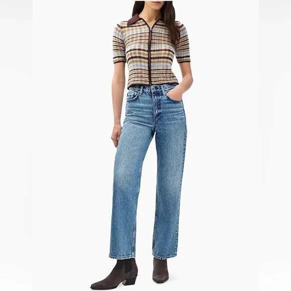 rag & bone The Shea High-Rise Straight Rigid Relexed Jeans in Ithaca, Sz. 26 NWT - Picture 3 of 16